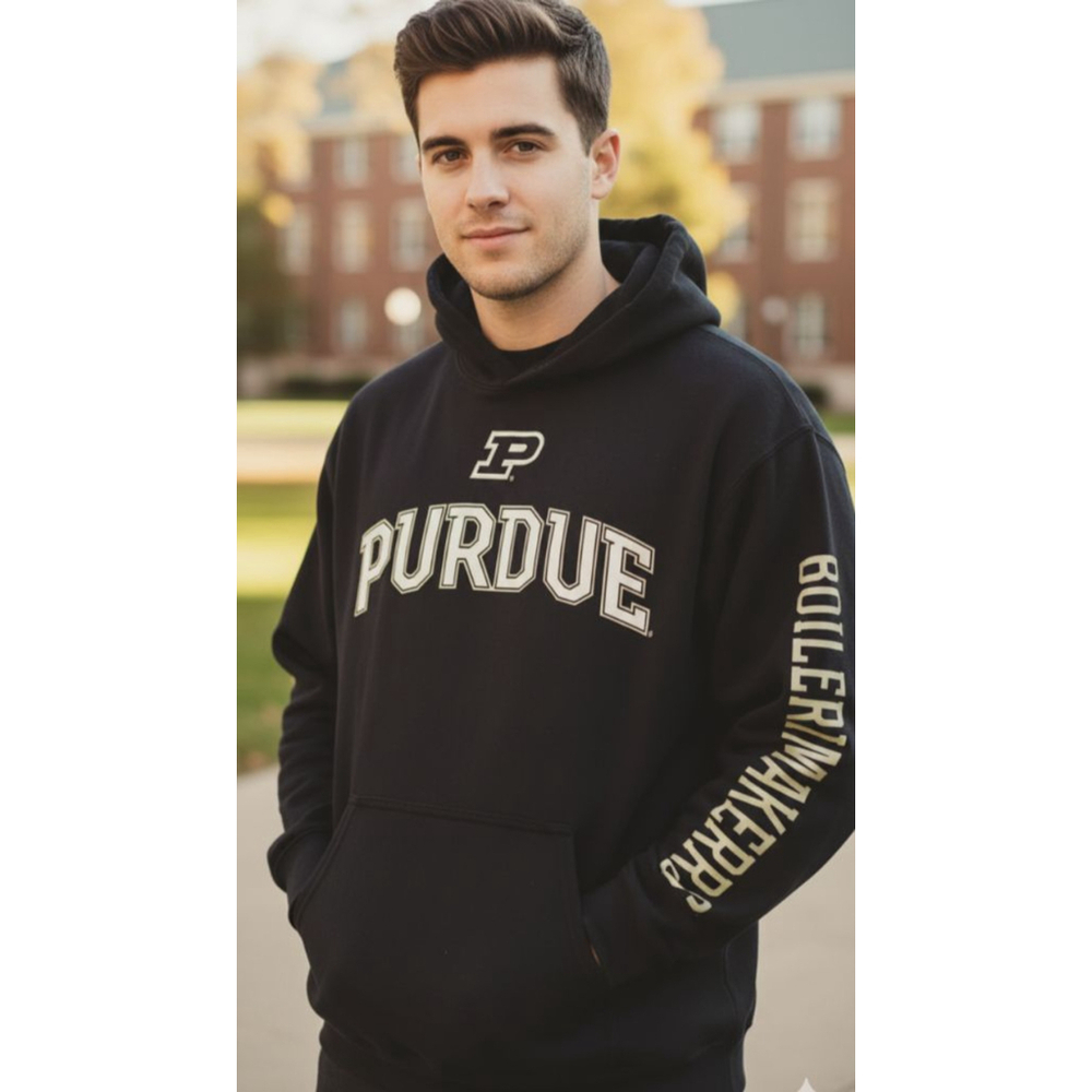 Gildan Black Purdue Hoodie Sweatshirt Medium